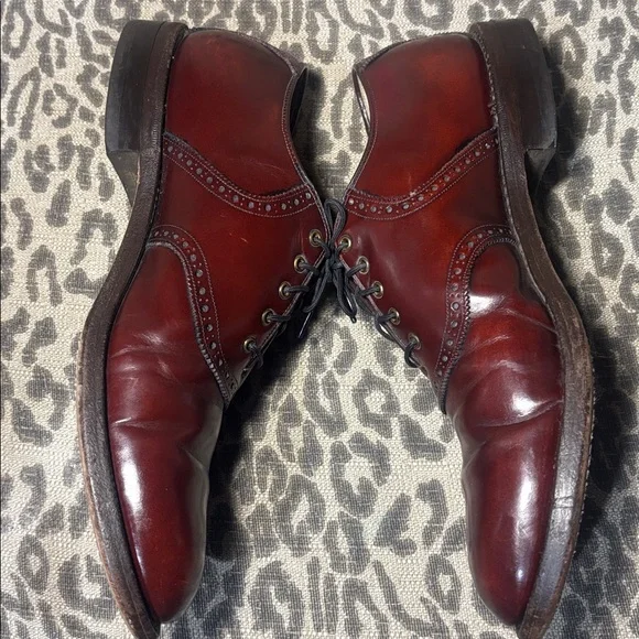 Johnston & Murphy Heritage Oxblood brown leather oxfords made in USA men’s 11.5